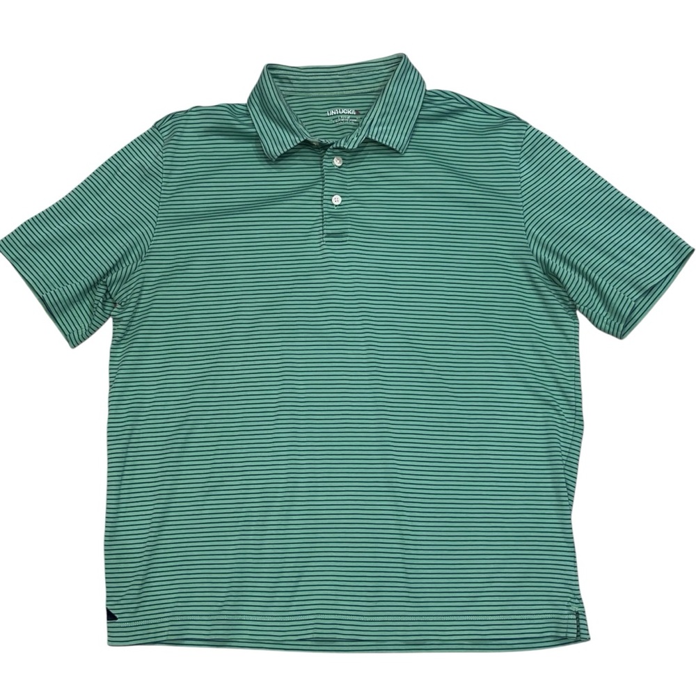 Untuckit Green & Blue Stripe Polo Shirt Top size Large